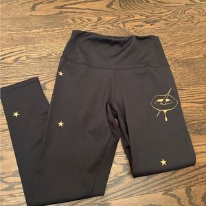 CHRLDR Black & Gold Star & Lips Pants (Large)
